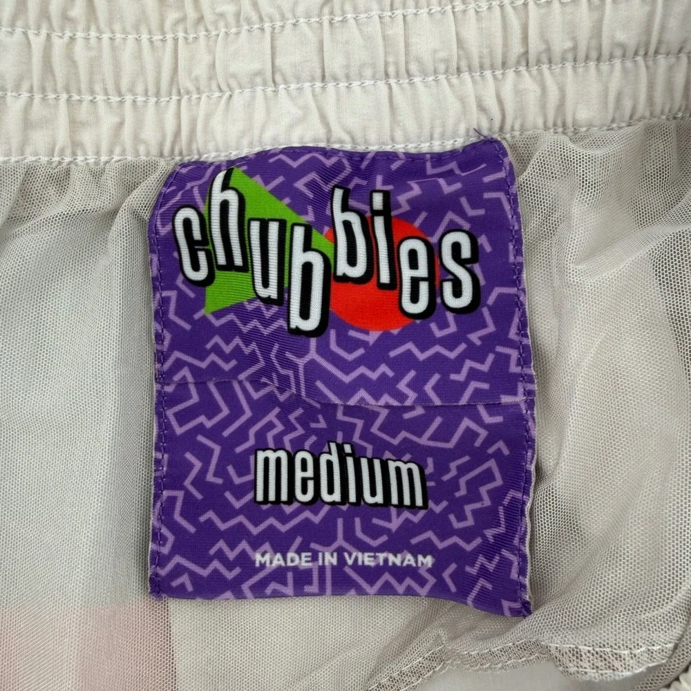 Chubbies Pastel Rainbow Striped Drawstring Swim Trunks Shorts Men's Medium‎
